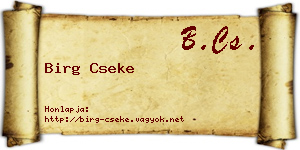 Birg Cseke névjegykártya